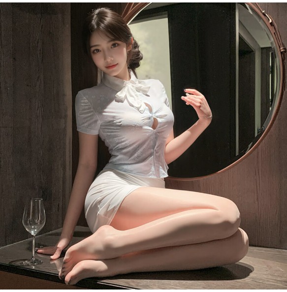 FEE ET MOI - Fashionable Korean-Style Sheer Secretary Set (Blue - White)